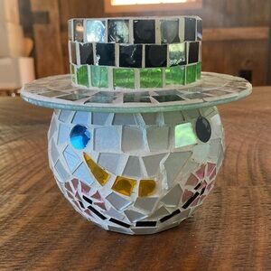 Mosaic Snowman Candle Holder